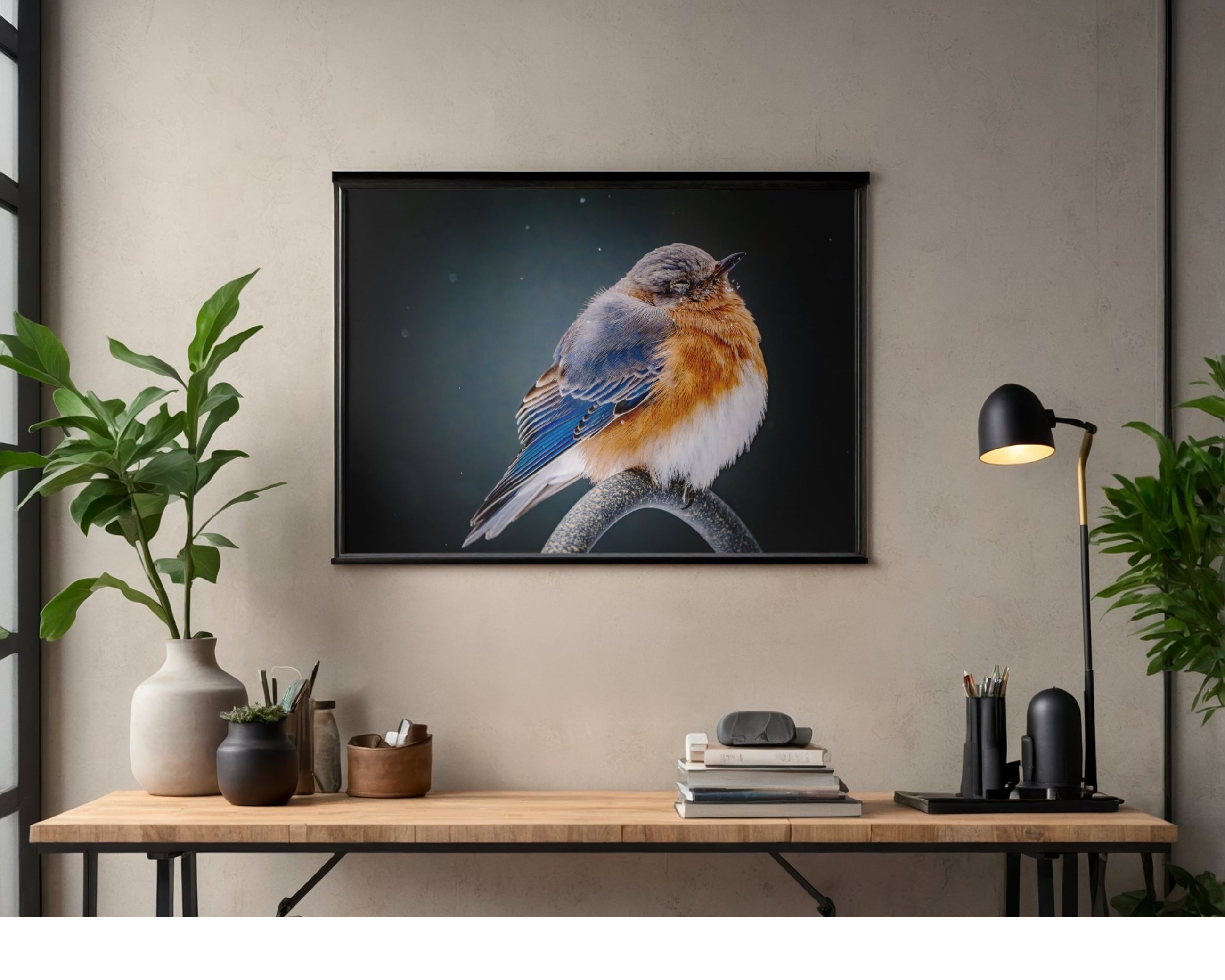 Eastern Bluebird Fluffed Feathers Wildlife Photography Print | Tiny Desk Photos No. 58