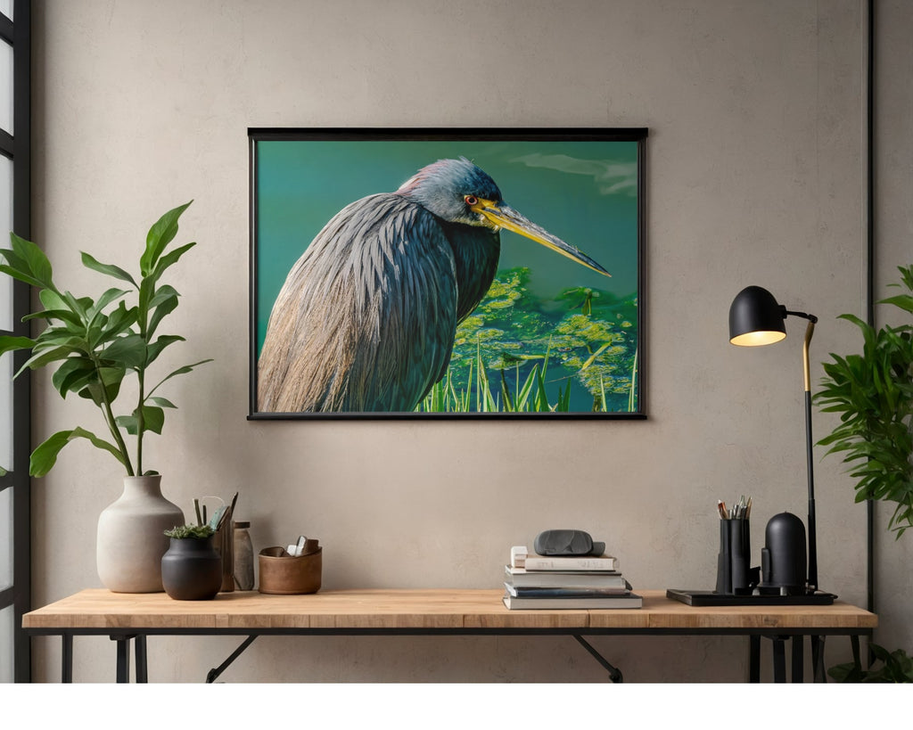 Tricolored Heron Hunting Close-Up Wildlife Photography Print | Tiny Desk Photos No. 69
